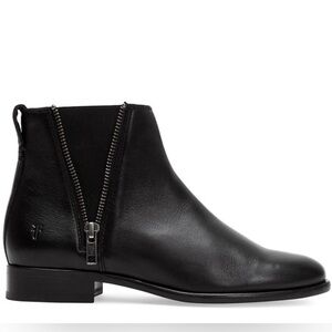 Frye Ebony Leather Side-Zip Booties